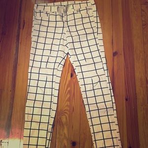 Pants - White with black criss cross pattern pants Pants - White with black criss cross pattern pants